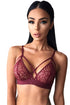 Sexy Burgundy Strappy Harness Bralette Bra